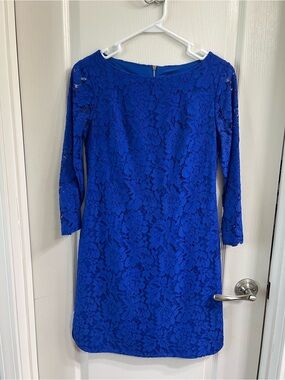 vince camuto women's lace blouson-sleeve shift dress $158 Vince Camuto Women's White 3/4 Sleeve Ruffled Lace A-Line Dress Size 4